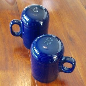 Fiesta Set Of Deep Blue Cobalt Ceramic Salt And Pepper Shakers